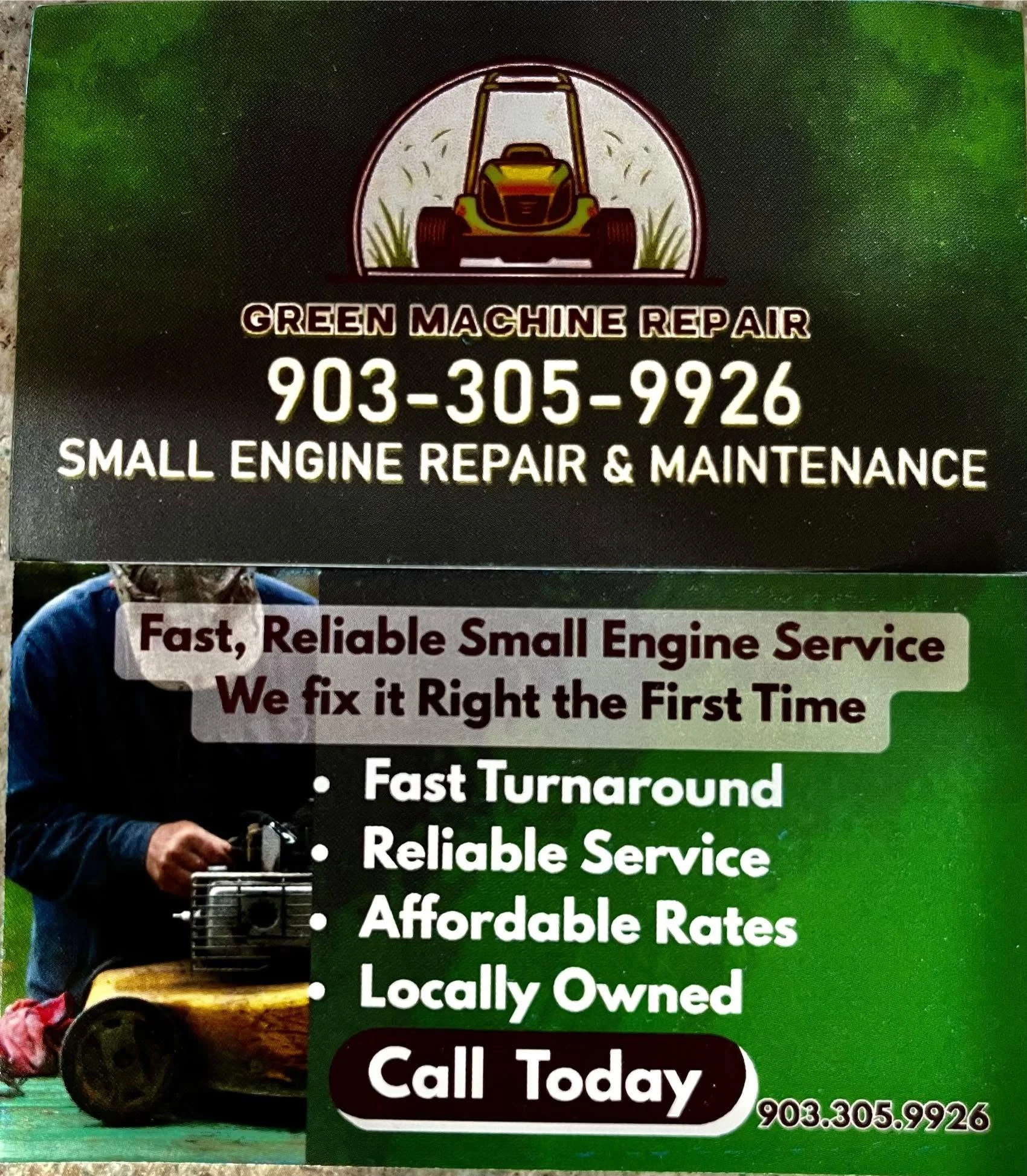 Green Machine Repair service flyer